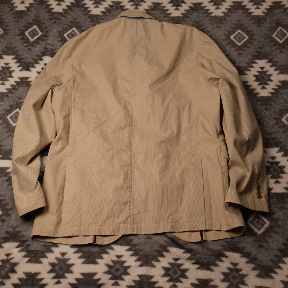Cremieux Mens Khaki Corduroy Sport Coat Blazer Tan 3 Button Jacket Large RN58909